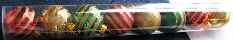 A Set of 8-Piece Glittery Gold-Strips Colorful "Celebrate It Christmas" Decorations