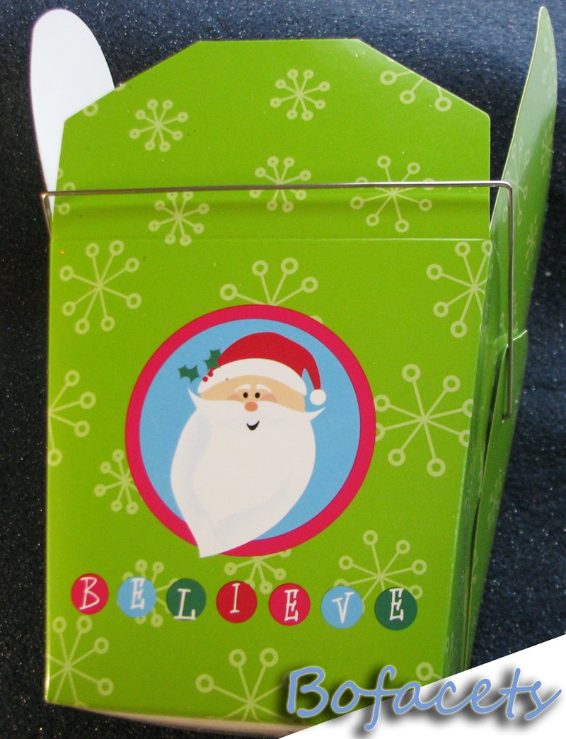 Set of 2 GIFT GIVING Santa Take-Out Paper Boxes