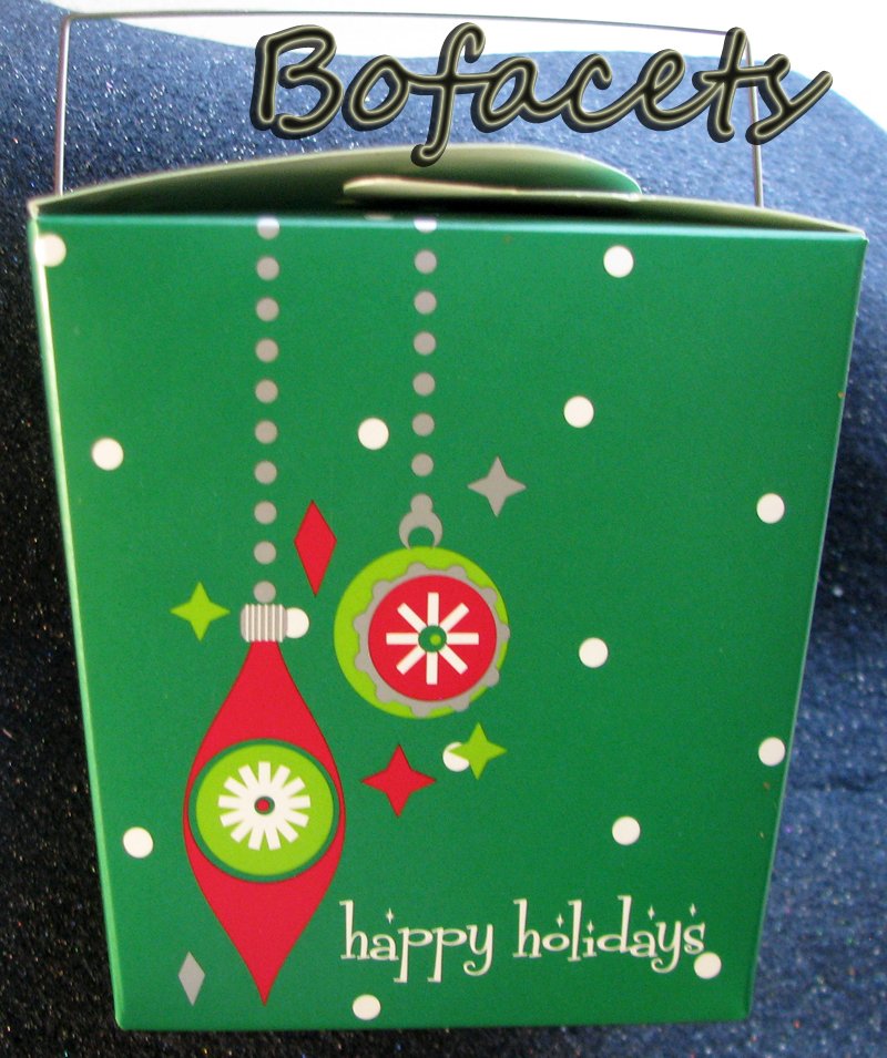 Set of 2 GIFT GIVING Happy Holidays Take-Out Paper Boxes