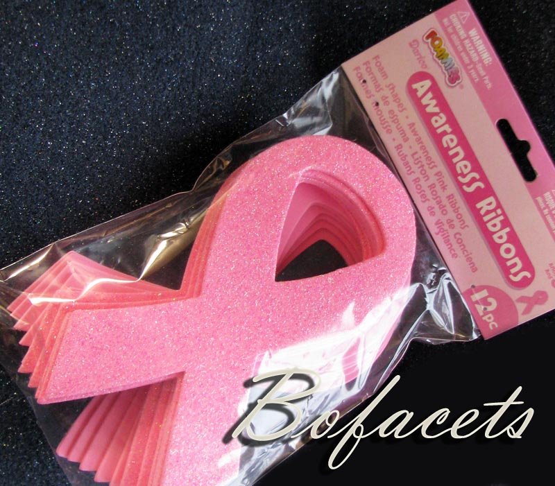 12 Pieces Foam Shapes - Awareness Pink Ribbons