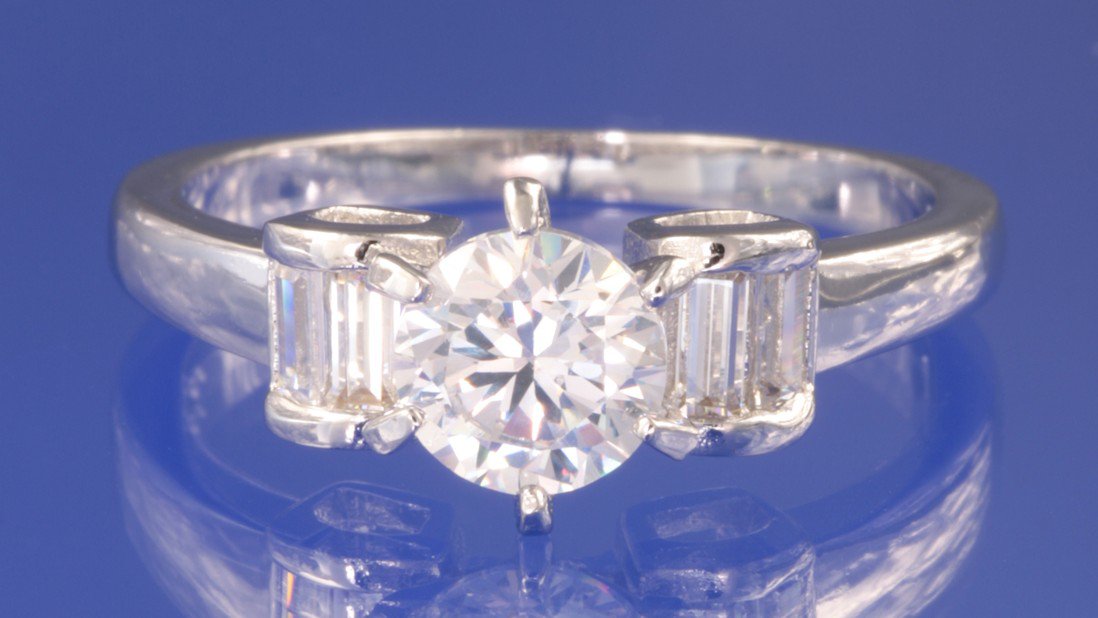 1.0ctw RUSSIAN DIAMOND ENGAGEMENT RING size O
