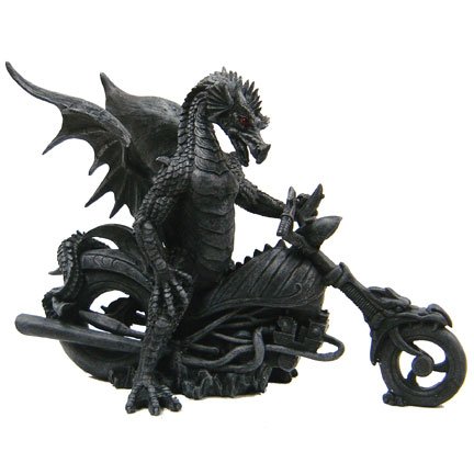 Dark Dragon on Motorcycle Statue