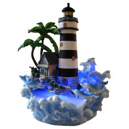 Lighthouse with Dolphins Water Mist Fountain