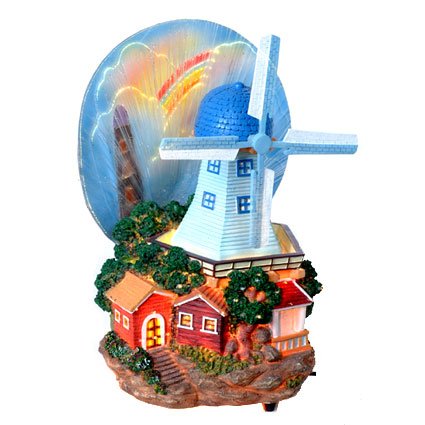 Lighthouse with Rainbow Fiber Optic Statue
