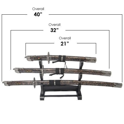 Deer Head Samurai 3 Sword Set with Stand