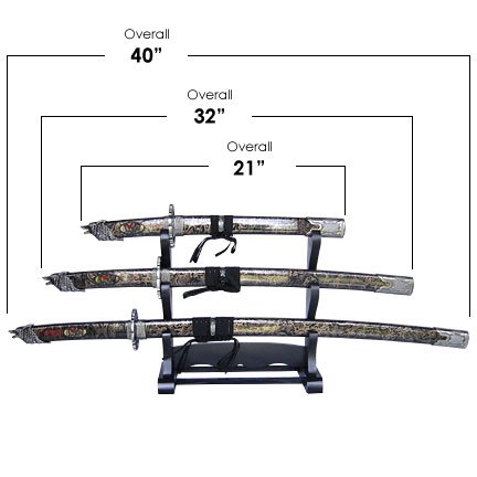 Wolf Head Samurai 3 Sword Set with Stand