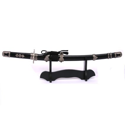 Black Samurai Sword with Black Wooden Stand