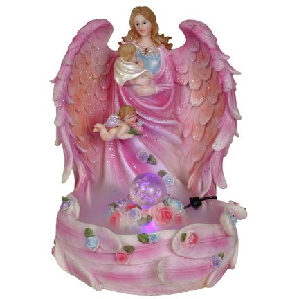 Guardian Angel Cradling Baby Jesus Water Mist Fountain Statue