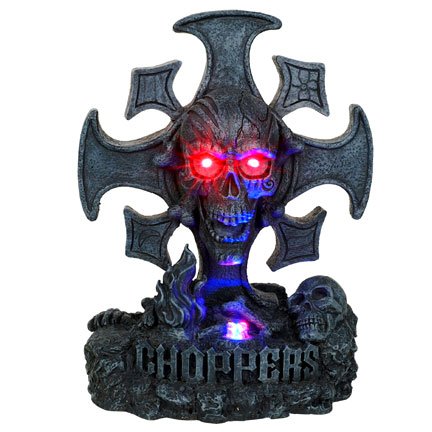 Cross Skull Chopper LED Statue