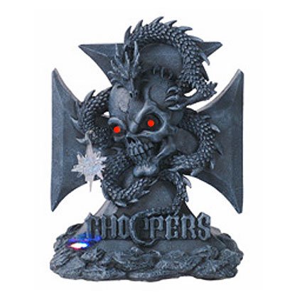 Skull with Dragon Chopper - A LED Light Statue