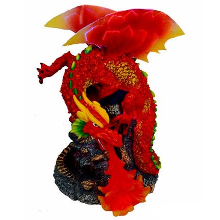 Fire Breathing Red Dragon Fiber Optic Statue