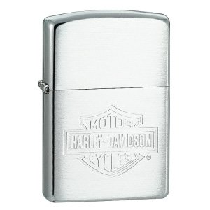 Brushed Chrome, Harley Davidson Bar & Shield Zippo Lighter