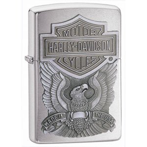 Brushed Chrome, Harley Davidson Made In The USA Eagle Zippo Lighter