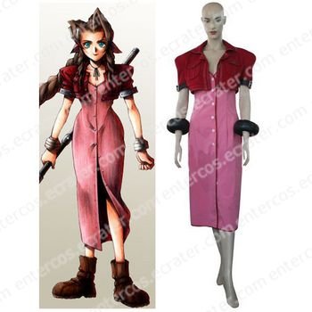 Kingdom Hearts Final Fantasy VII Aerith Halloween Cosplay Costume any size