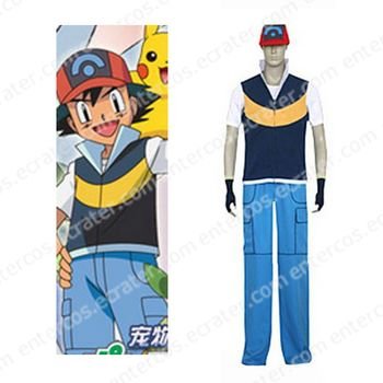 Pokémon Ash Ketchum Royal Blue And Yellow Cosplay Costume any size