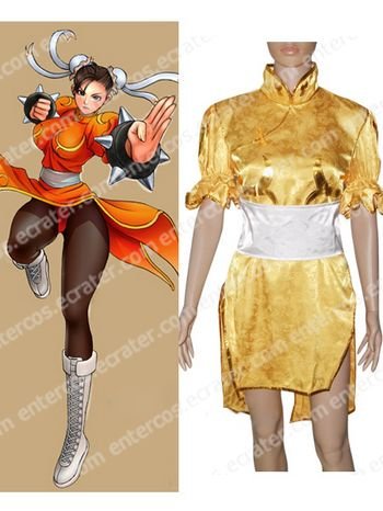 Street Fighter Chun-Li Yellow Cosplay Costume any size