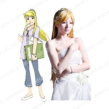 Golden 100cm Fullmetal Alchemist Winry Rockbell Nylon Cosplay Wig