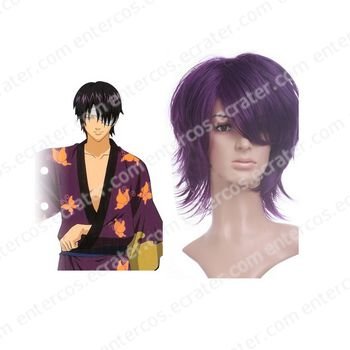 Purple Gintama Takasugi Shinsuke 35cm Anime Nylon Cosplay Wig