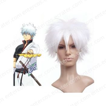 Silver 32cm Gintama- Sakata Gintoki Nylon Cosplay Wig