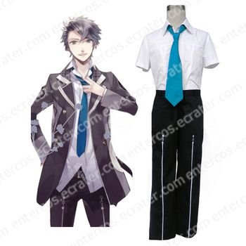 Short Sleeves Blue Tie Starry☆Sky Seigatsu Academy Male Summer Uniform Cosplay Costume any size