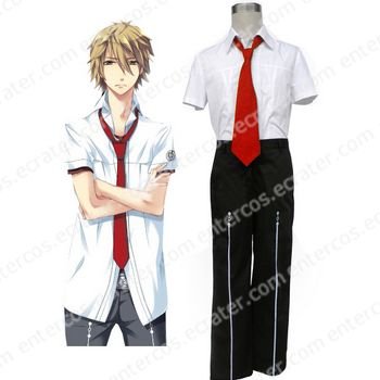 Short Sleeves Red Tie Starry☆Sky Seigatsu Academy Male Summer Uniform Cosplay Costume any size