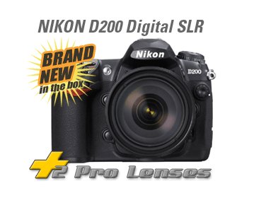 NIKON D200 SLR + $3500 3 lenses 2 gig 70-300mm & more