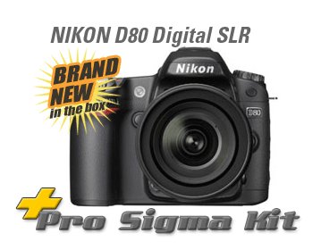 NEW Nikon D80 Digital SLR DSLR Camera 3 LENS & 4GB PKG