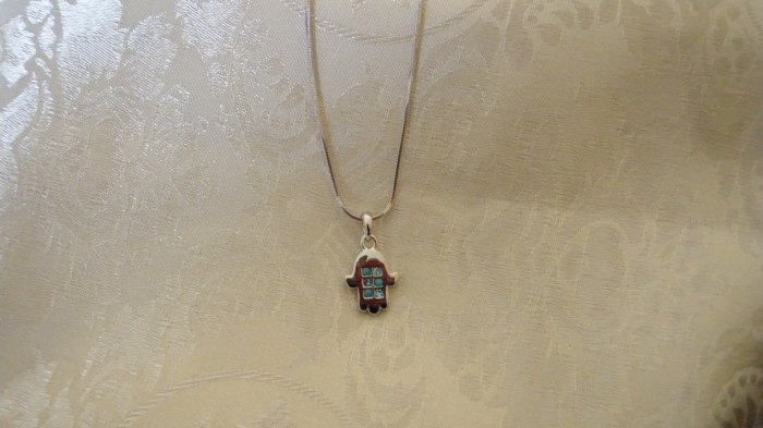 Necklace With Small Blue "Hamsah"