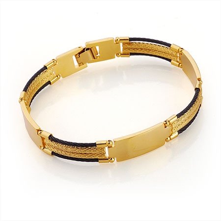 Gold Men's Bracelet Black