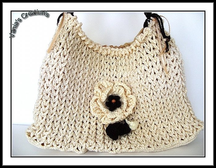 Cream and Brown Flower Bag