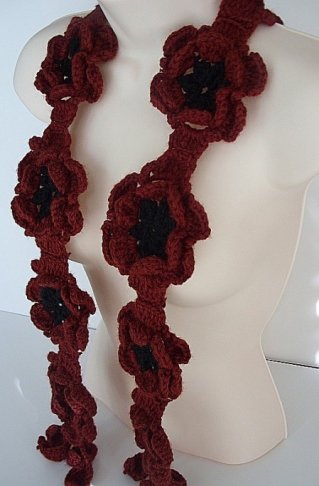 Red abd Black Flower Scarf 01