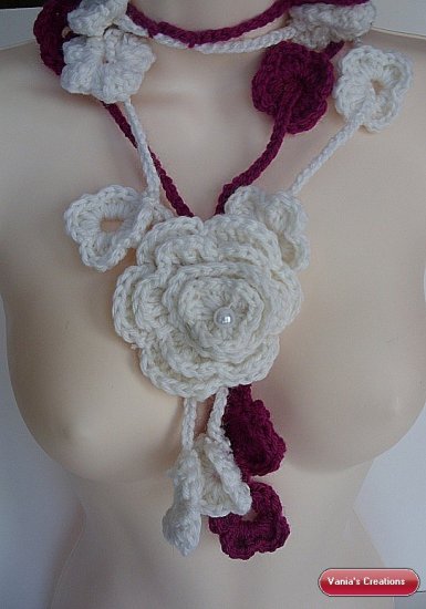 Pink and White Flower Necklace