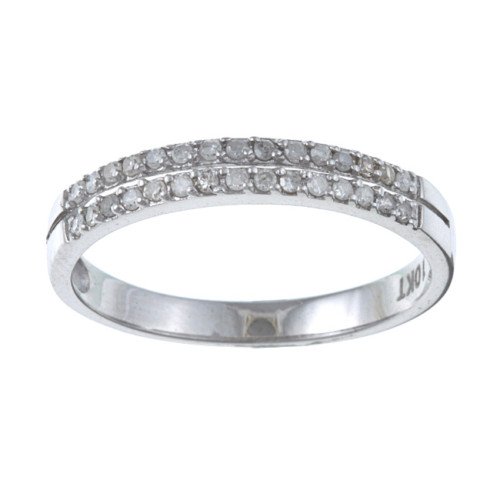 White Gold 1/4 TDW TwoRow Pave Diamond Ring (GH, I1-I2)