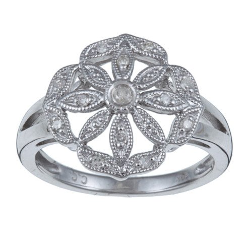 10k White Gold Vintage Style Diamond Ring (G-H, I1-I2)
