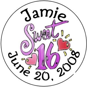 108 BIRTHDAY SWEET 16 Hershey's Chocolate Kiss Labels Party Favors #20