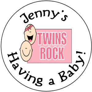 108 Baby Shower "Twins Rock" Hershey's Chocolate Personalized Kiss Labels Party Favors #13