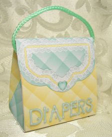 PURSE SHAPE Diaper Bag design Personalized Favor BABY Shower, Gift Goodie Boxes SET OF 6