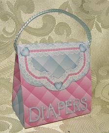 Diaper Bag design PURSE SHAPE Personalized Favor BABY Shower, Gift Goodie Boxes SET OF 6