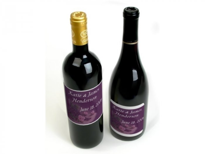 Wedding Wine Bottle labels Purple Reception Party Favors 60 High Gloss Labels