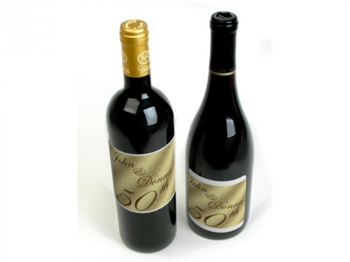 18 Golden 50th Anniversary Wine Bottle labels Party Favors High Gloss Labels