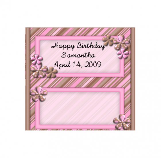 Candy Bar Box Favors PINK and BROWN FLOWERS frame Hershey bars PERSONALIZED Set of 6 Party Favors