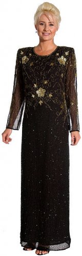 NWT Silk Chiffon Mother of Bride Black Gold 1X-4X