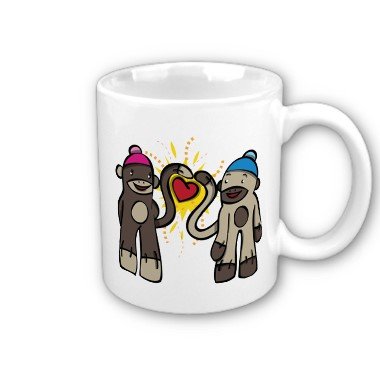 Sock Monkey Couple Coffee Mug Cup