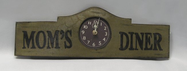 Mom's Diner Wooden Wall Clock
