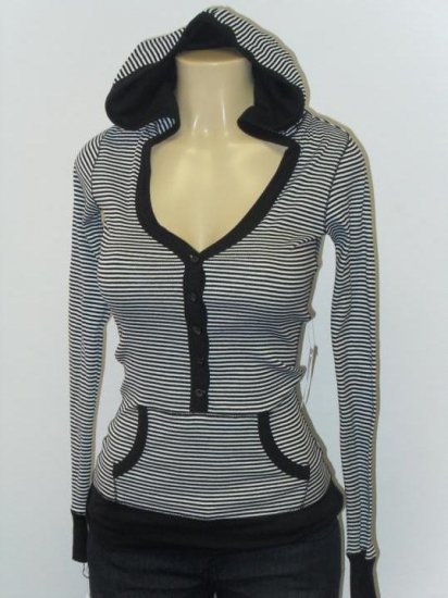 Active Basic - Cardigan/Hood - Black/White