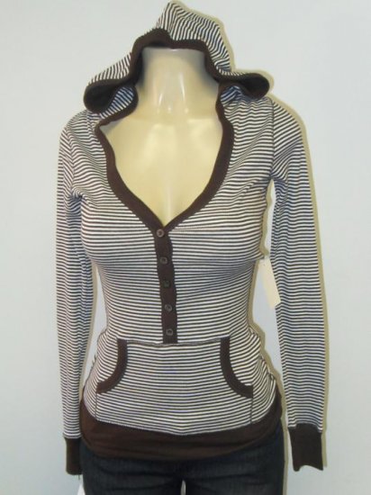 Active Basic - Cardigan/Hood - Brown/White