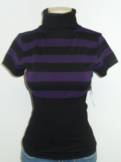 Touch Me - S/S Turtle Neck - Black/Purple