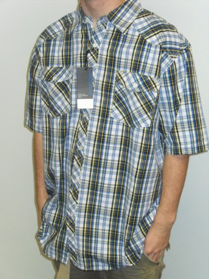 KOMAN - S/S Button Down - White/Royal/Black/Yellow