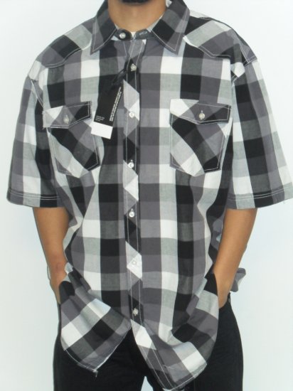 KOMAN - S/S Button Down - Black/White/Grey