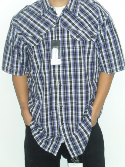 KOMAN - S/S Button Down - Black/Purple/White